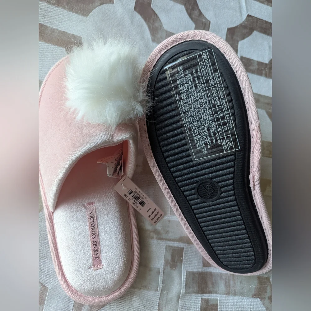 Victoria's Secret Pink Fluffy Slippers - Picture 2 of 4